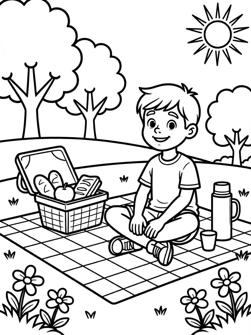 A child having a picnic.