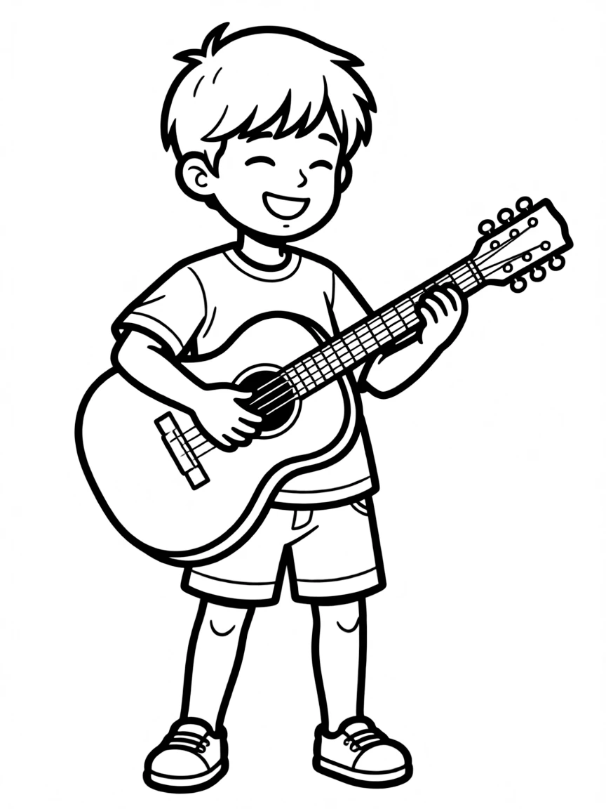 A child playing an instrument.