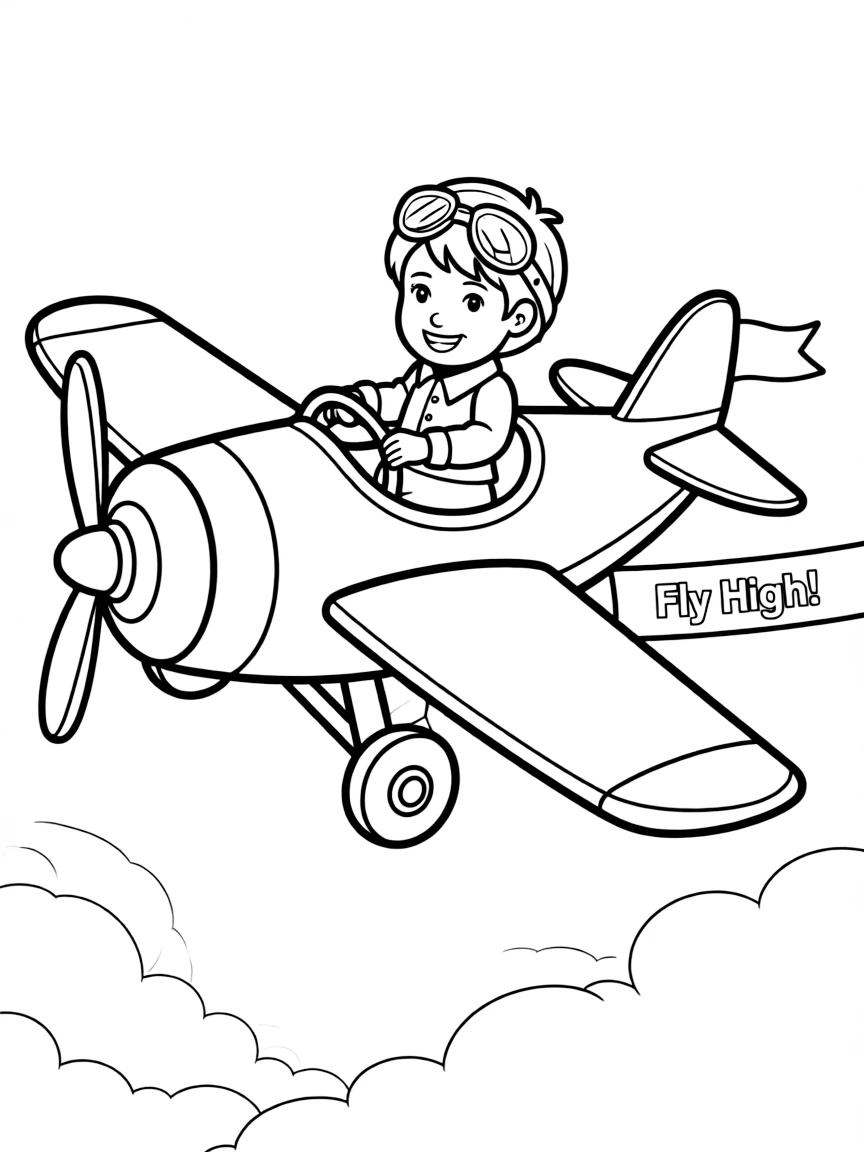 A child flying an airplane.
