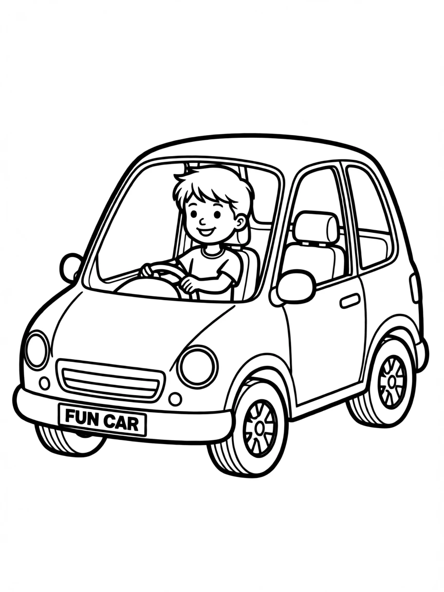 A child driving a car.