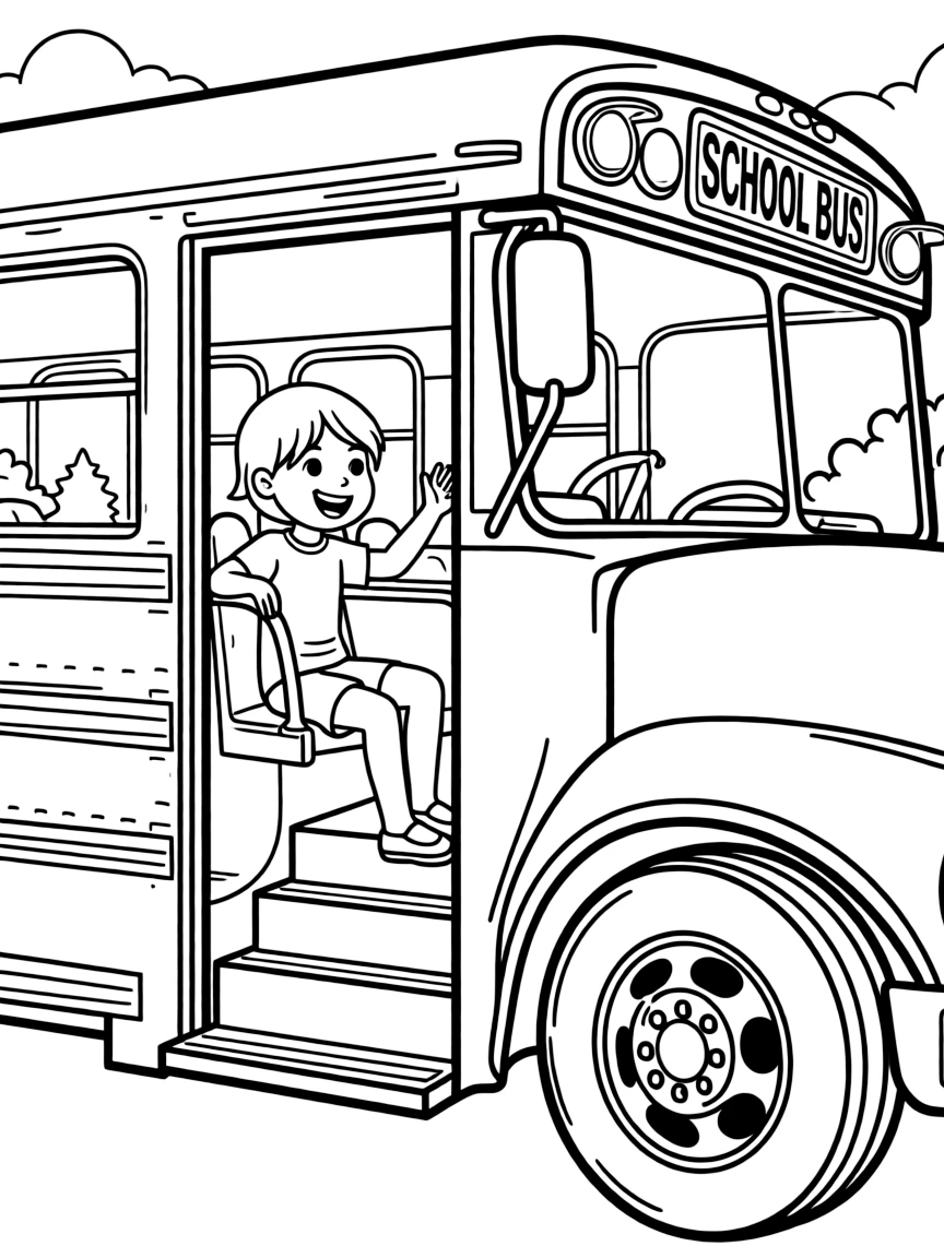 A child riding a bus.