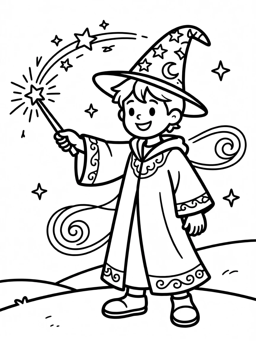 A wizard casting a spell.