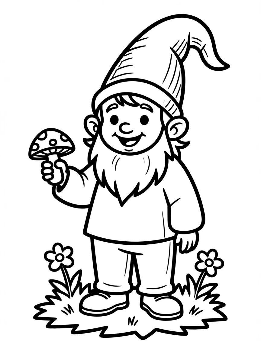 A gnome with a red hat.