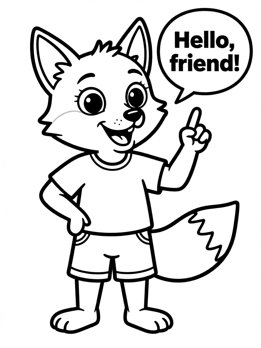 A talking animal wearing clothes.