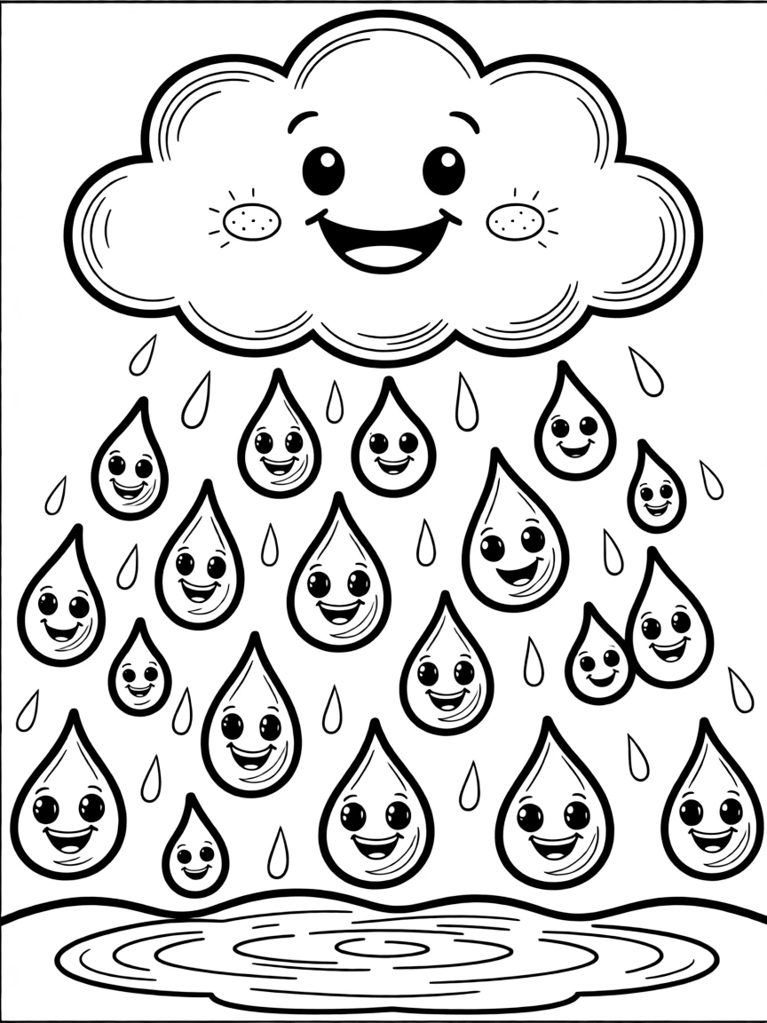 A rain shower with a happy face.