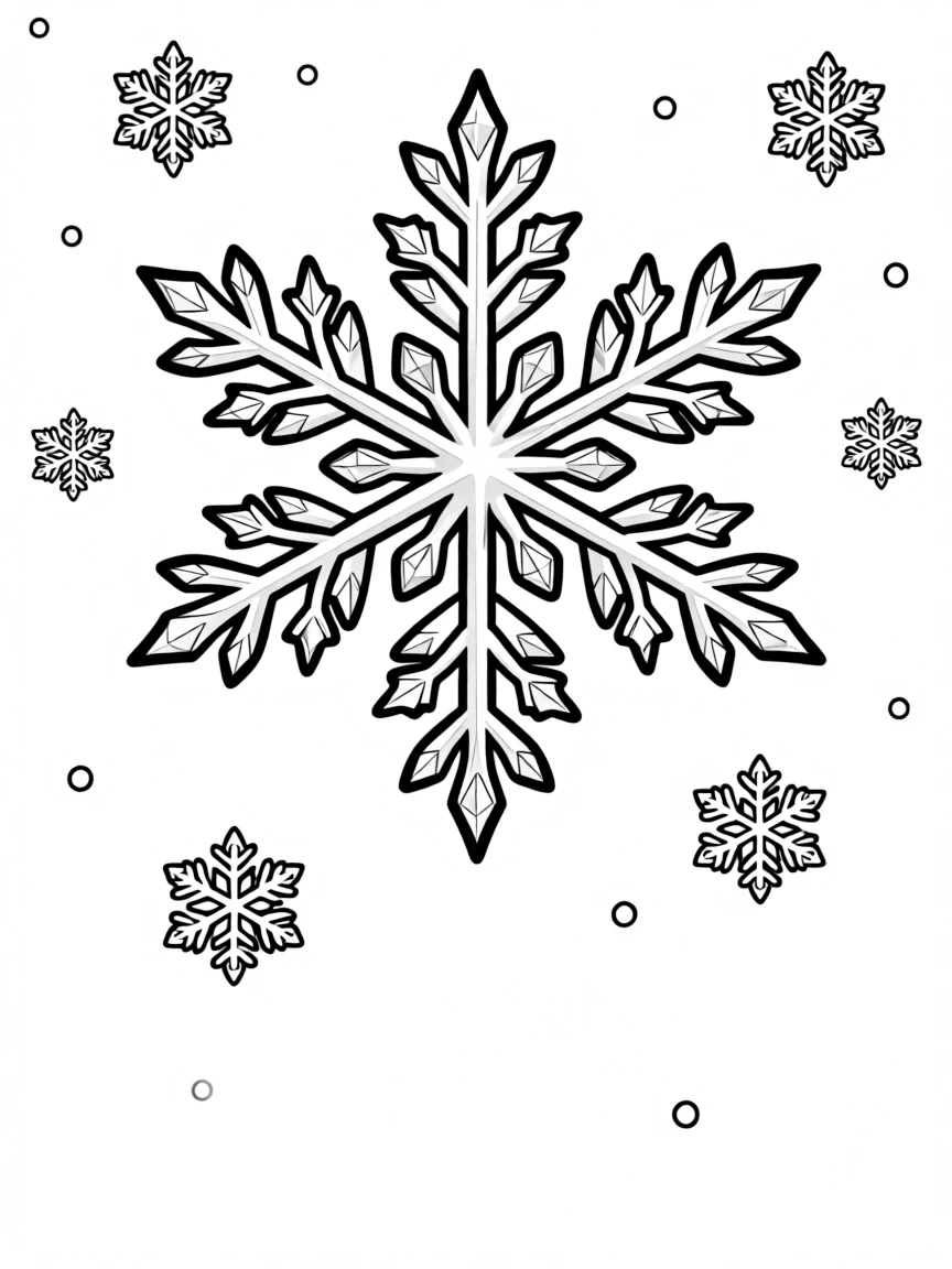 A snowflake falling gently.