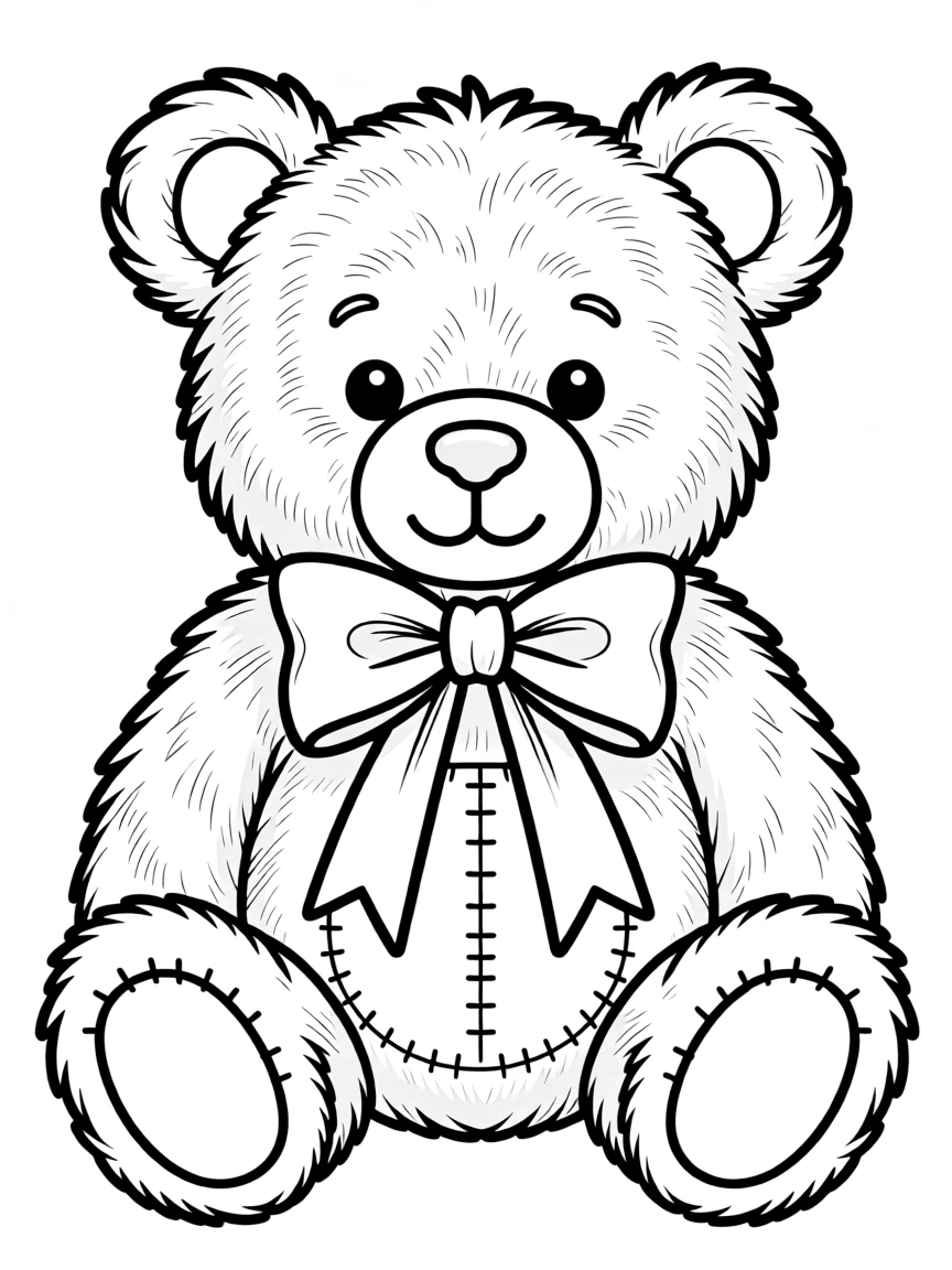A teddy bear with a bow.