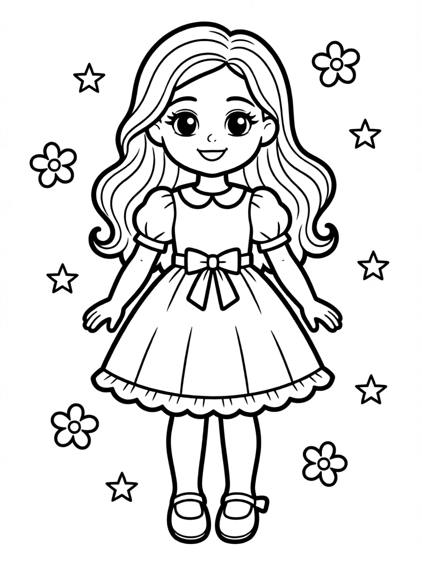 A doll with a pretty dress.