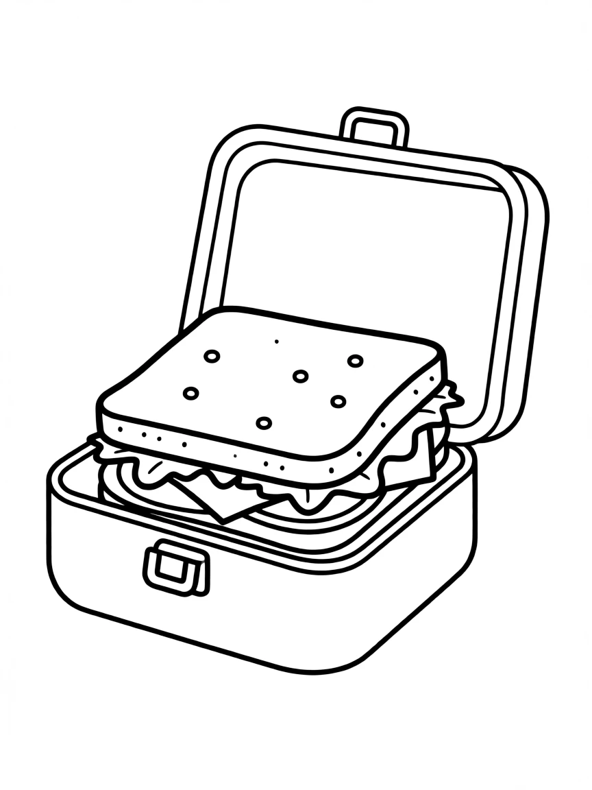 A lunchbox with a sandwich.