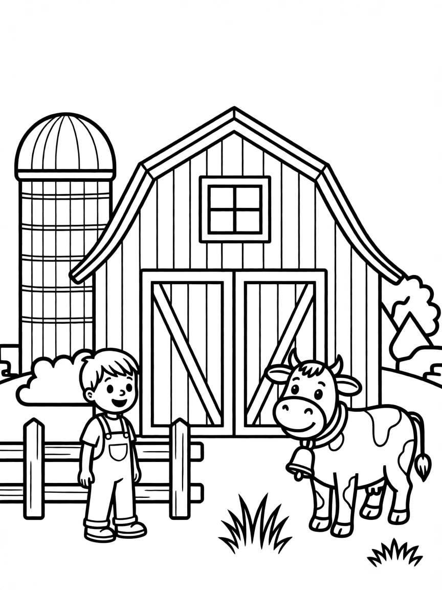 A farm with barns.