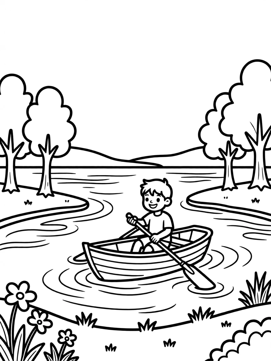 A lake with a boat.