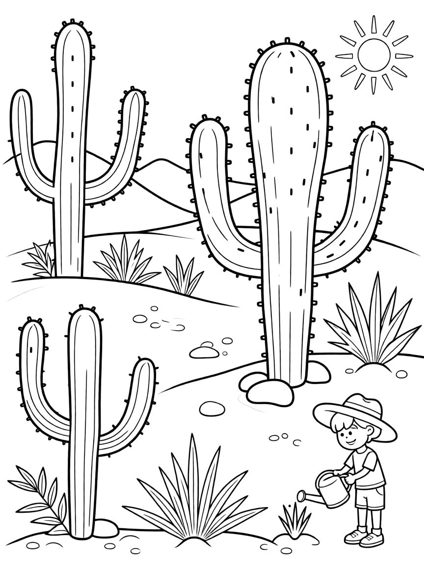 A desert with cacti.