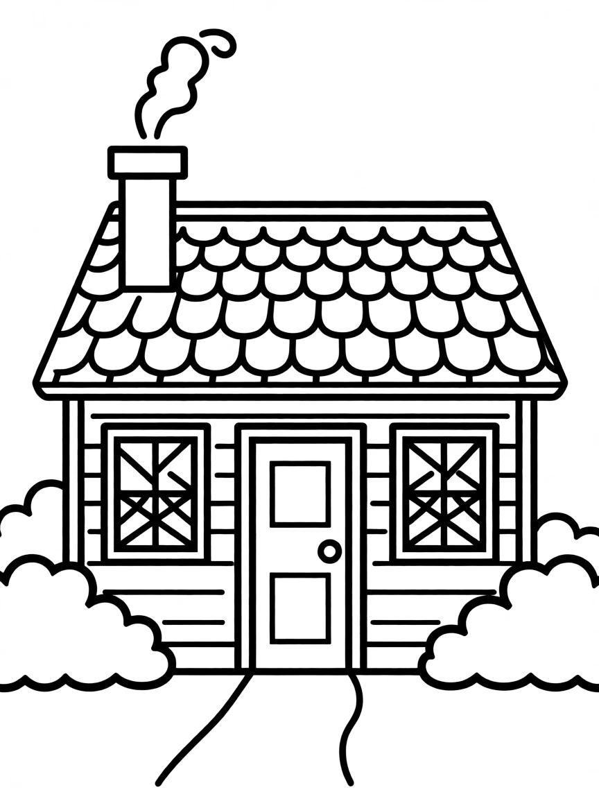 A house with a chimney.