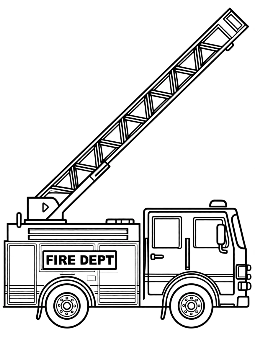 A fire truck with a ladder.