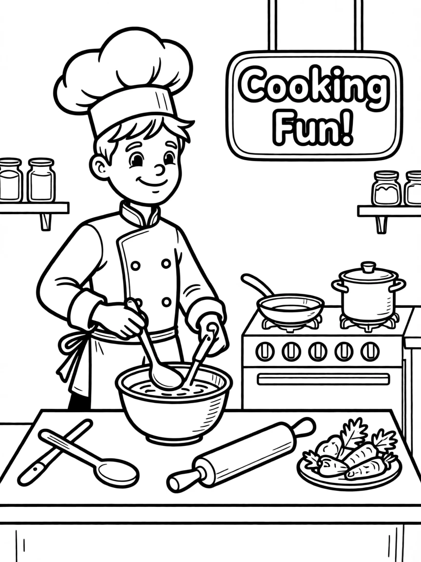 A chef cooking.