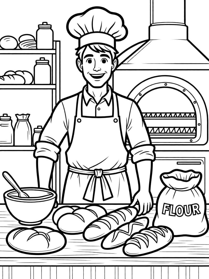 A baker making bread.
