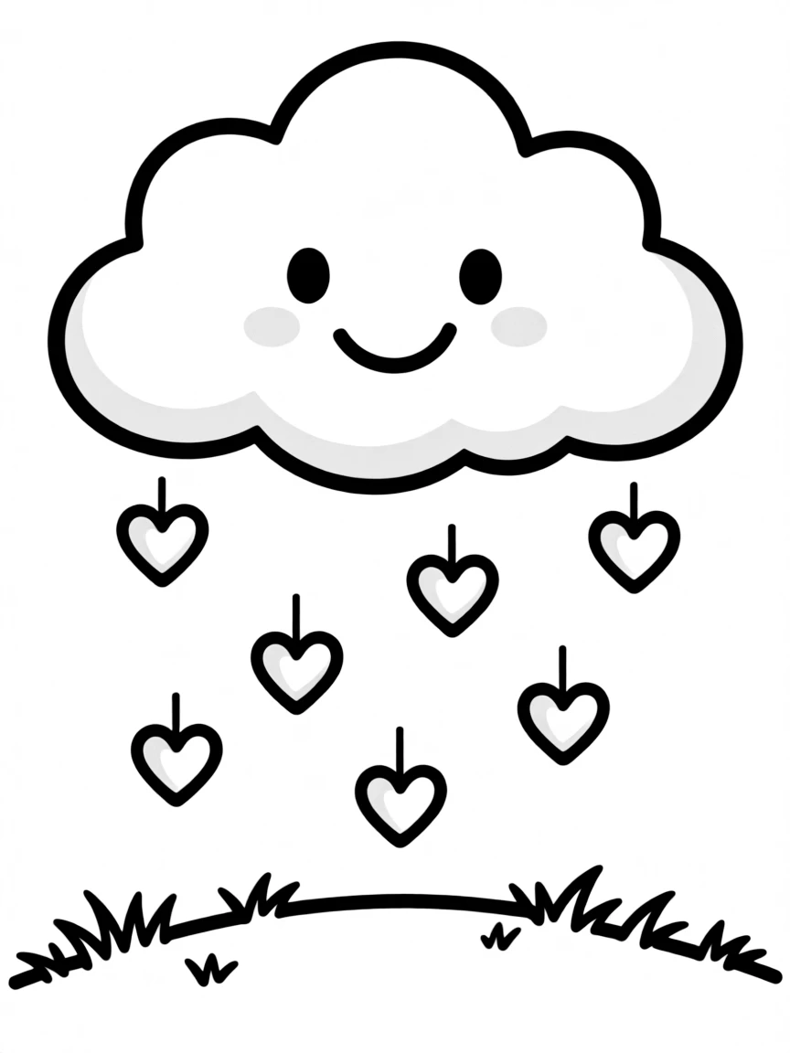 A gentle rain cloud dropping hearts.