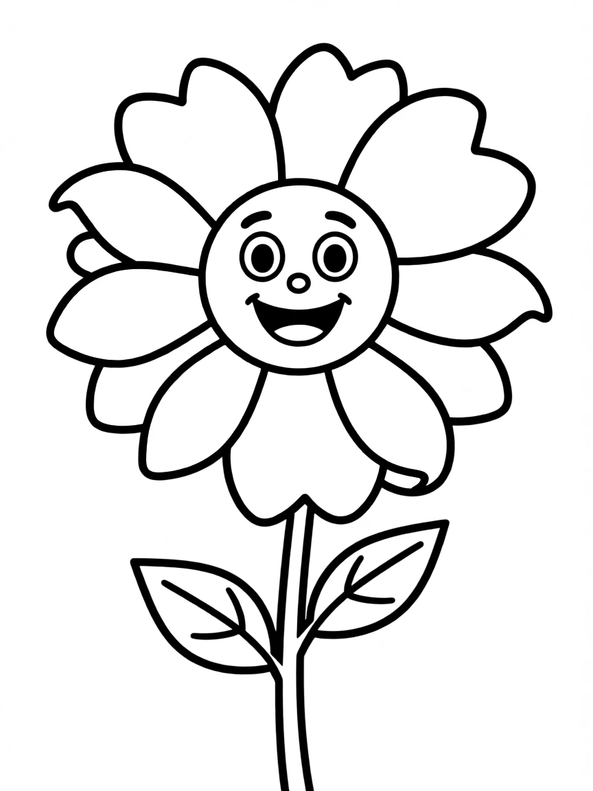 A blooming flower with a happy face.
