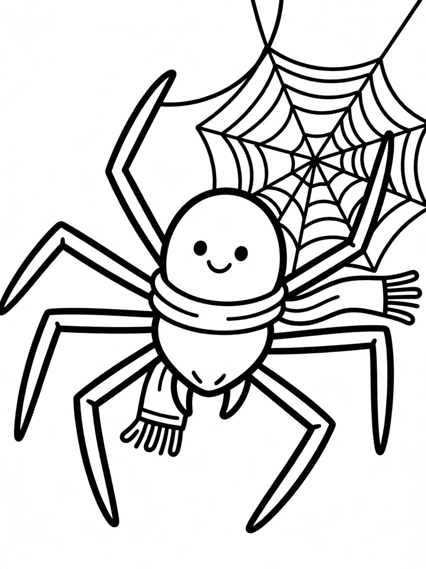 A spinning spider with a tiny scarf.