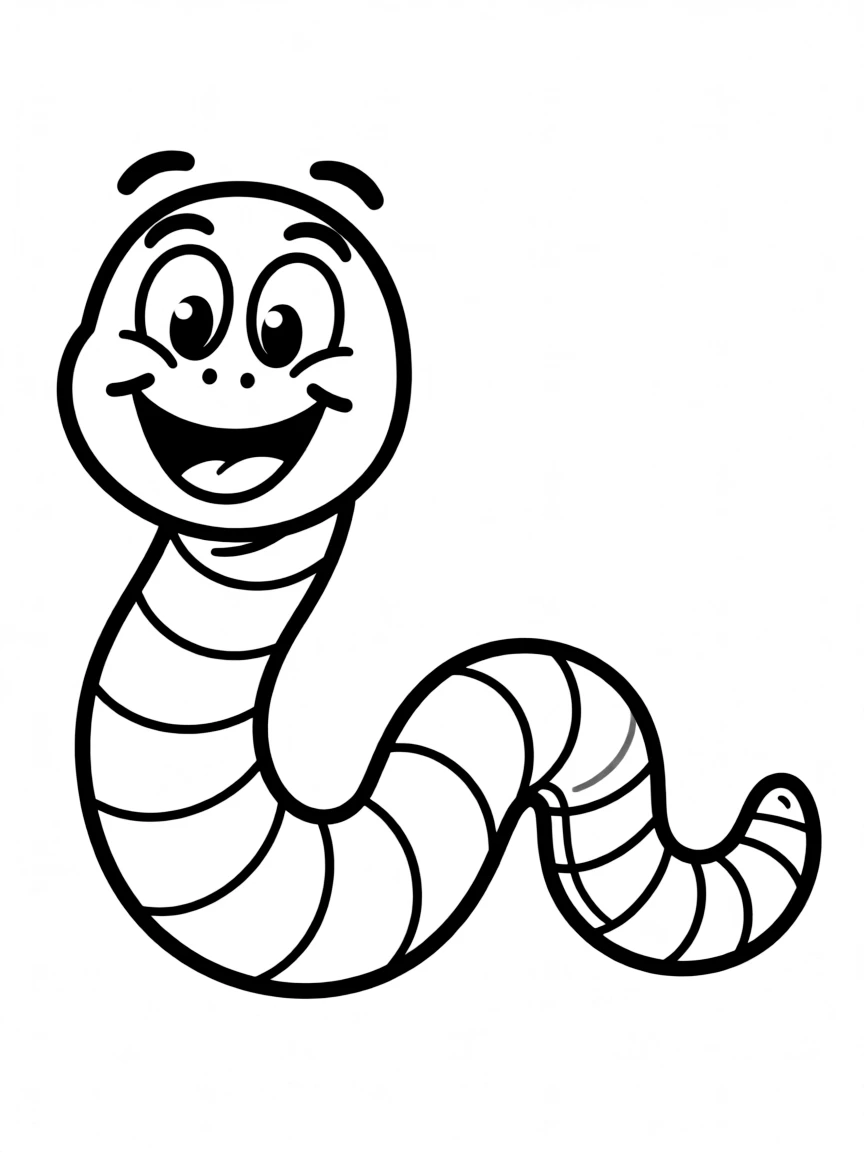 A wiggling worm with a happy grin.