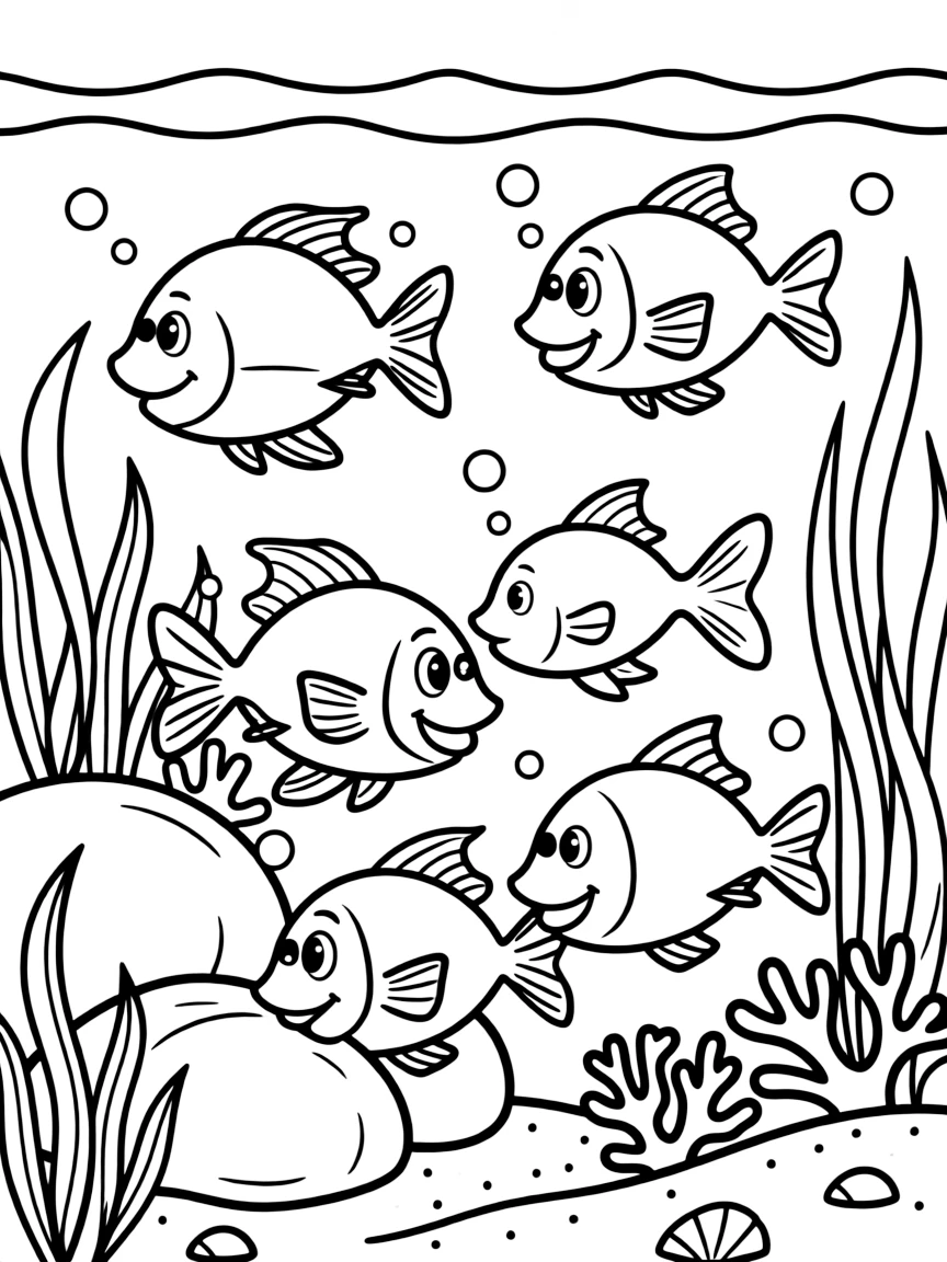 A school of fish playing hide and seek.