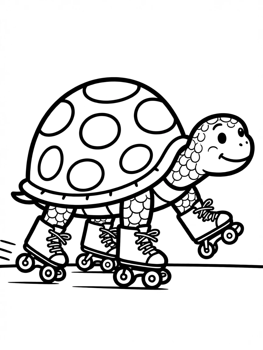 A slow turtle with roller skates.