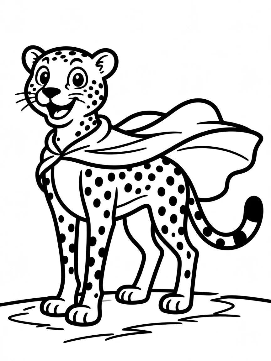A speedy cheetah wearing a cape.