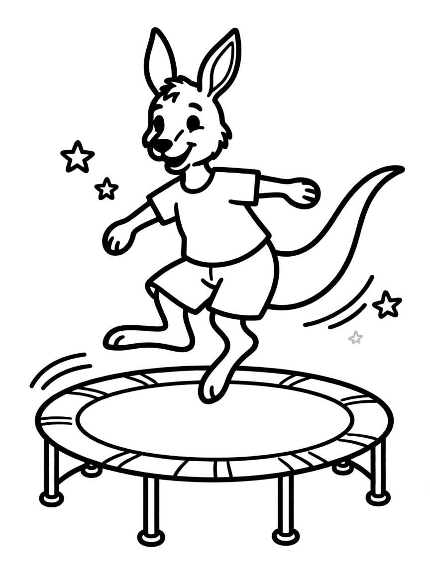 A bouncy kangaroo with a trampoline.