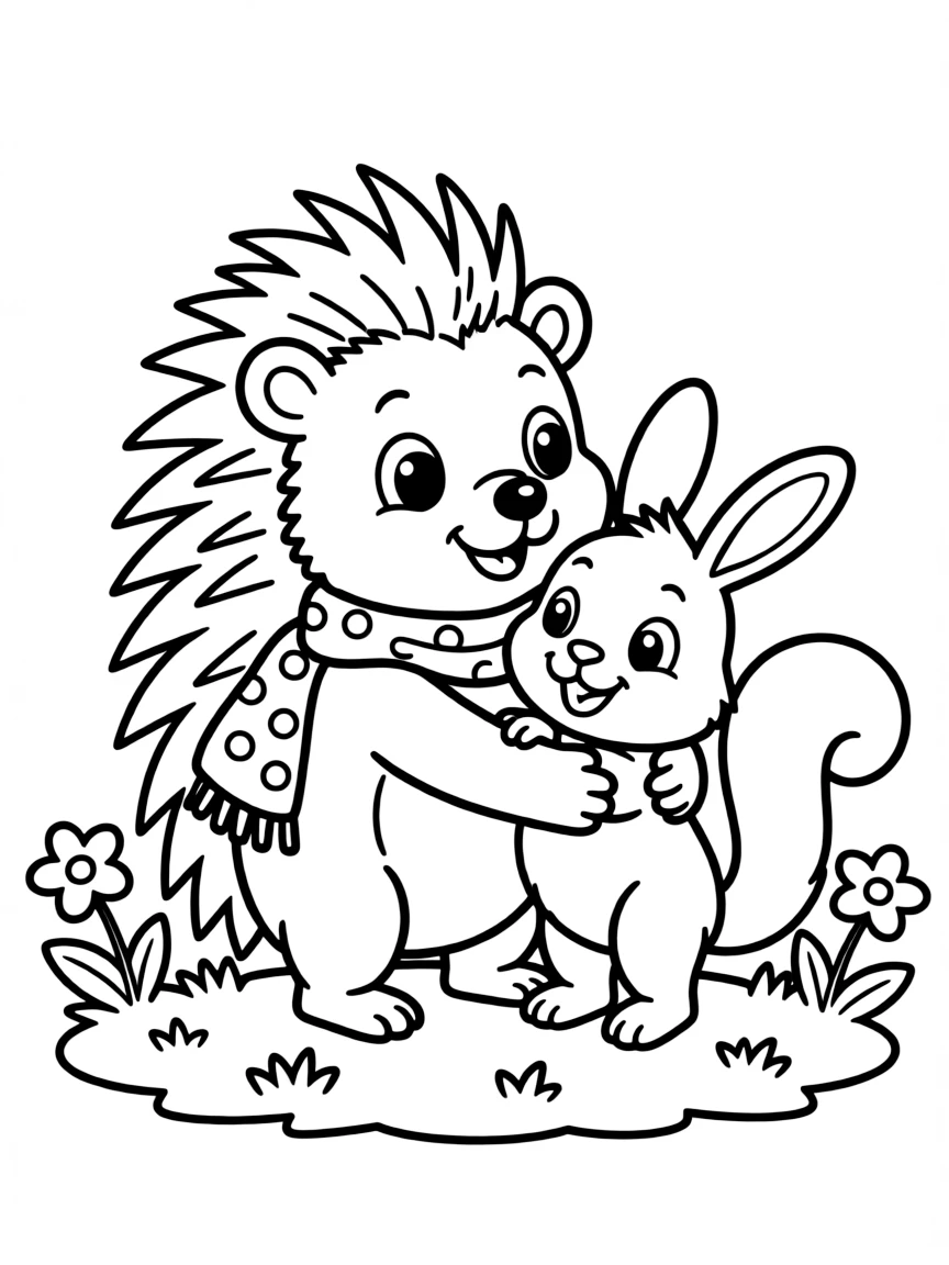 A prickly porcupine giving a gentle hug.