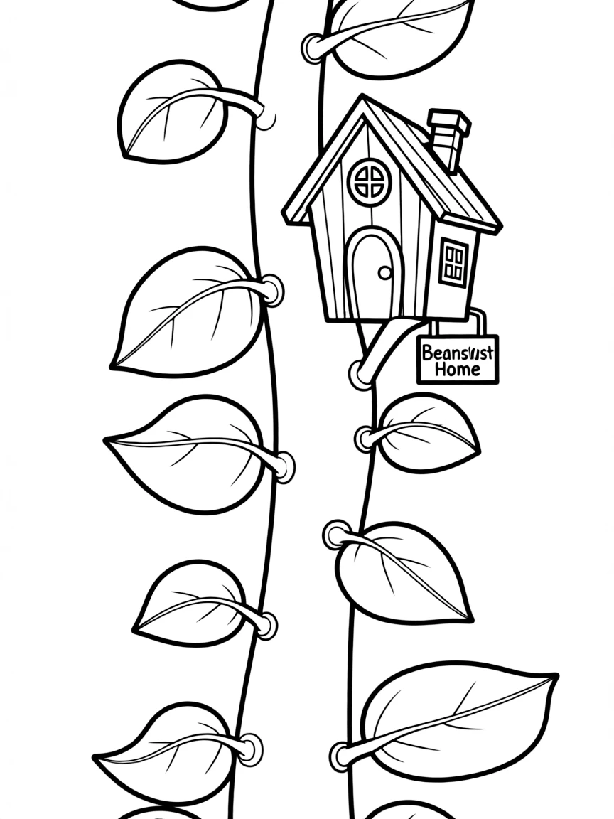 A giant beanstalk with a tiny house at the top.