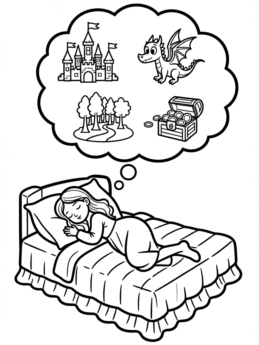 A sleeping beauty dreaming of adventures.