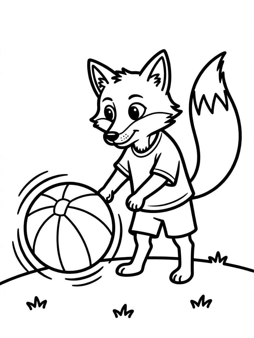 A cunning fox trying to catch a bouncy ball.