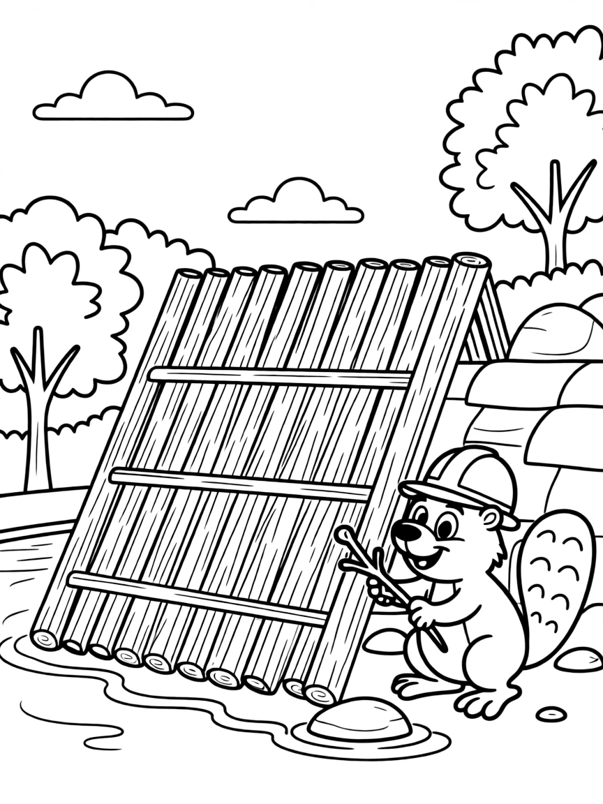 A busy beaver building a very tall dam.