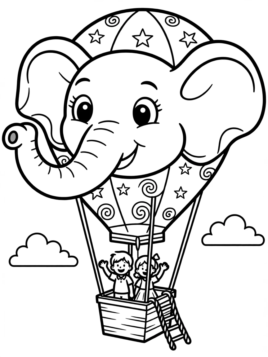 A big hot air balloon shaped like an animal.