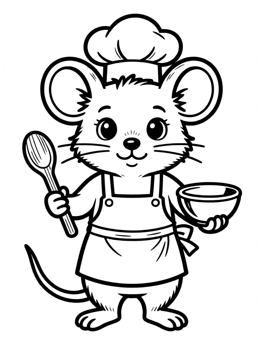 A tiny mouse wearing a chef's hat.
