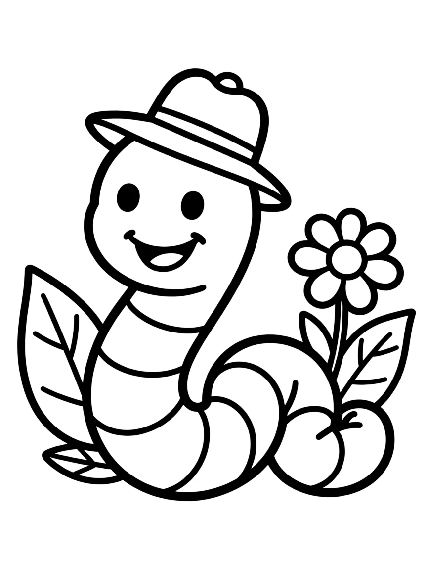 A wiggling worm wearing a tiny hat.