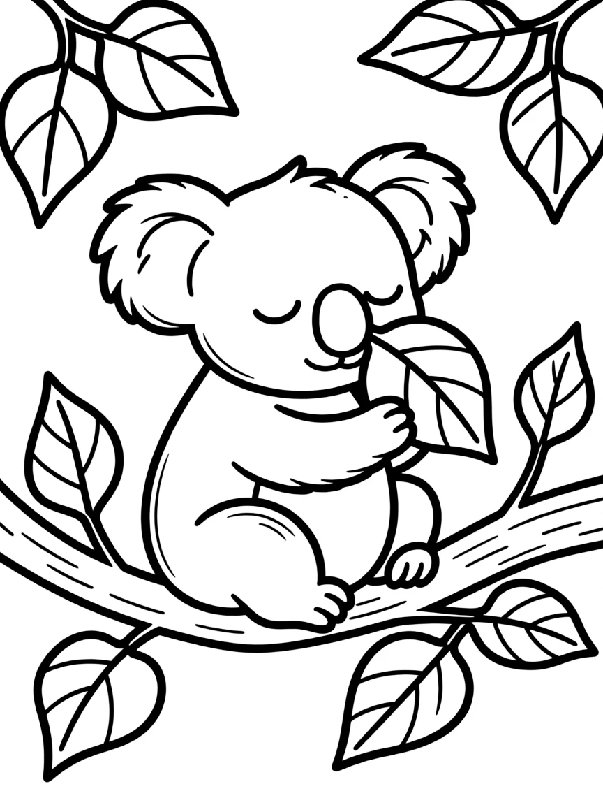 A sleepy koala dreaming of gum leaves.