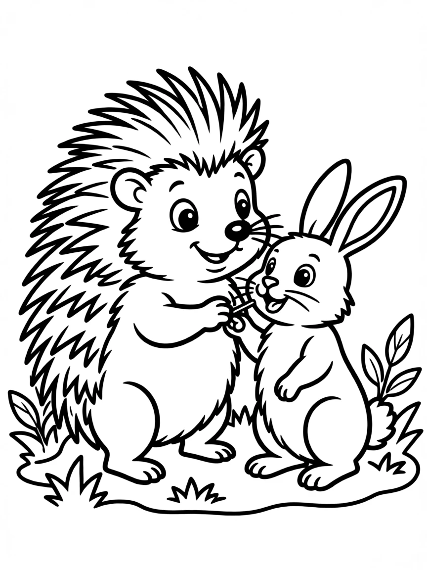 A prickly porcupine giving a gentle poke.