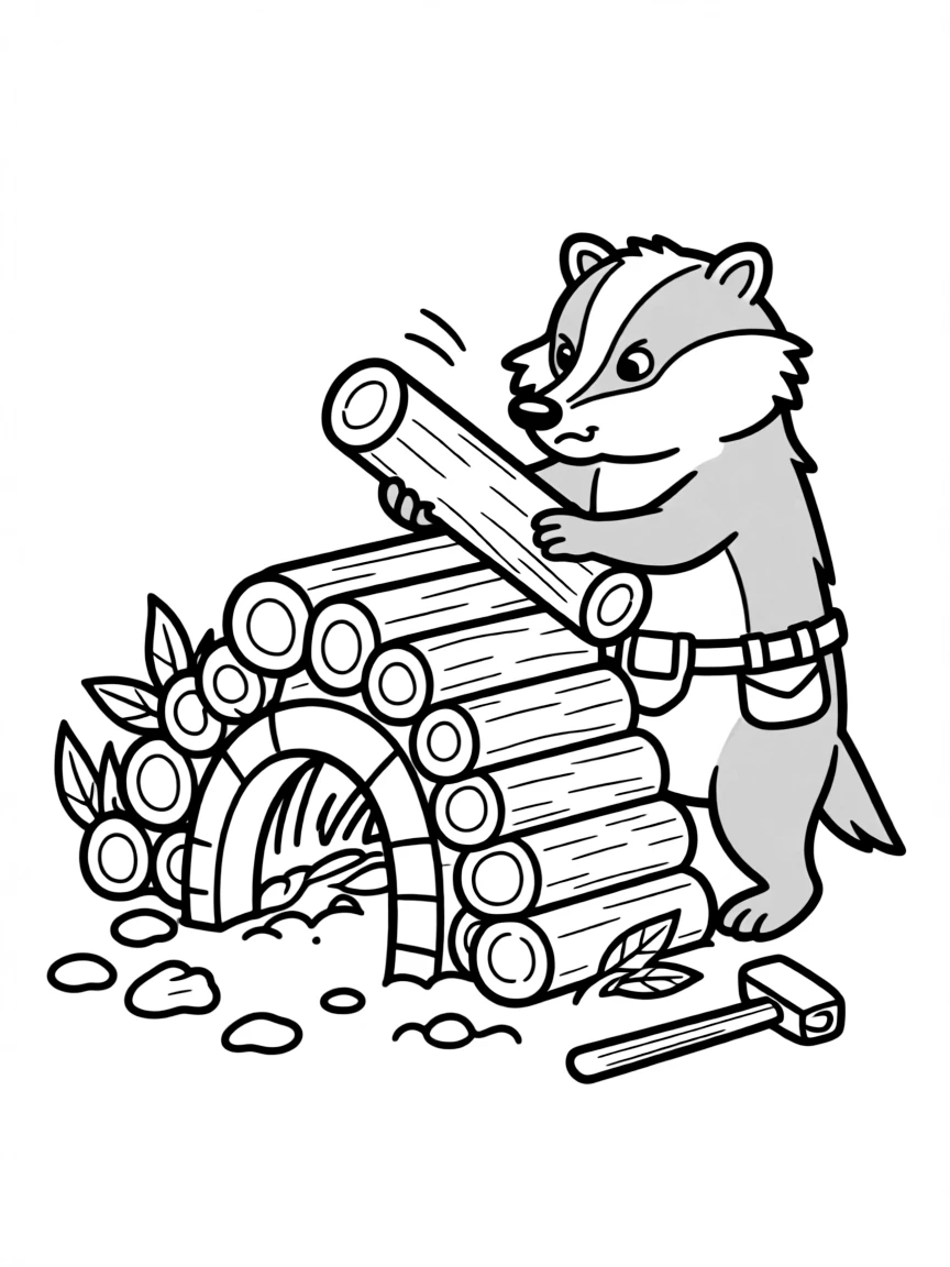 A grumbling badger building a cozy burrow.