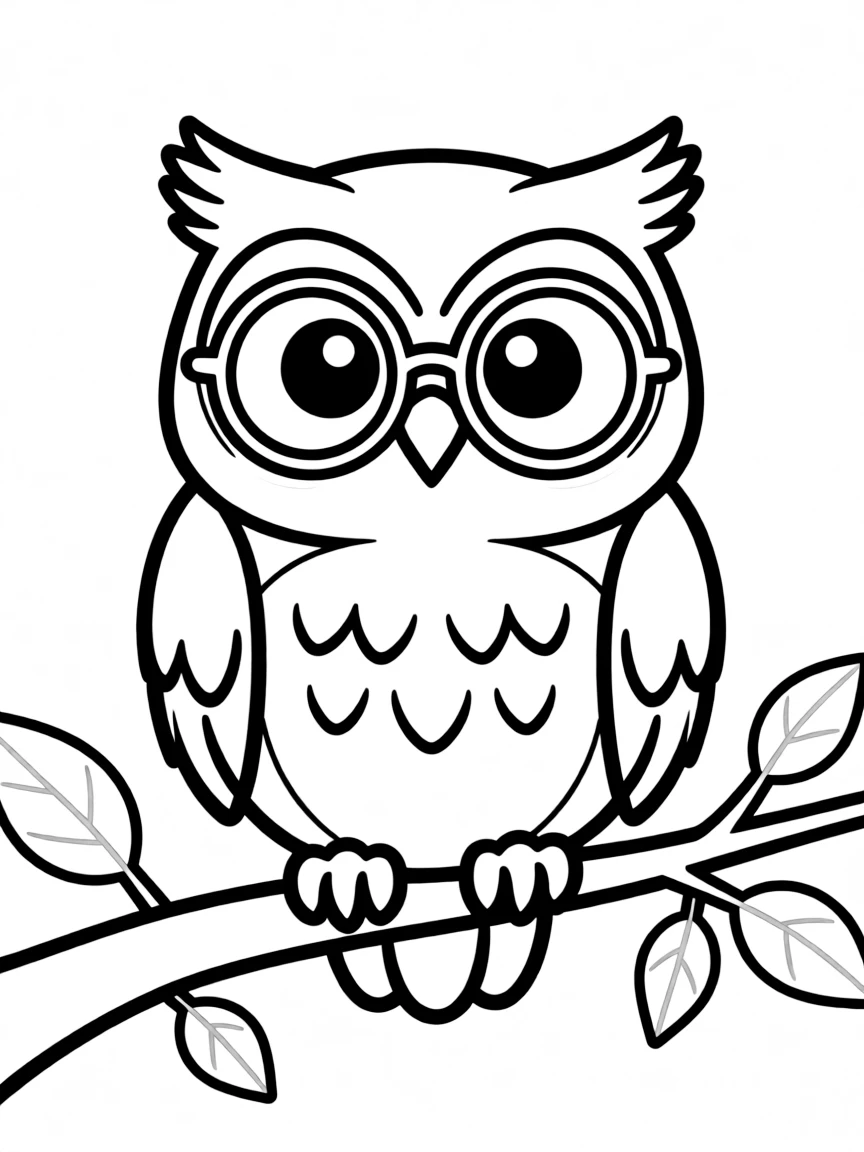 A hooting owl wearing reading glasses.