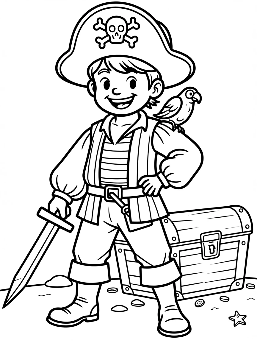 A child dressed as a mischievous pirate.