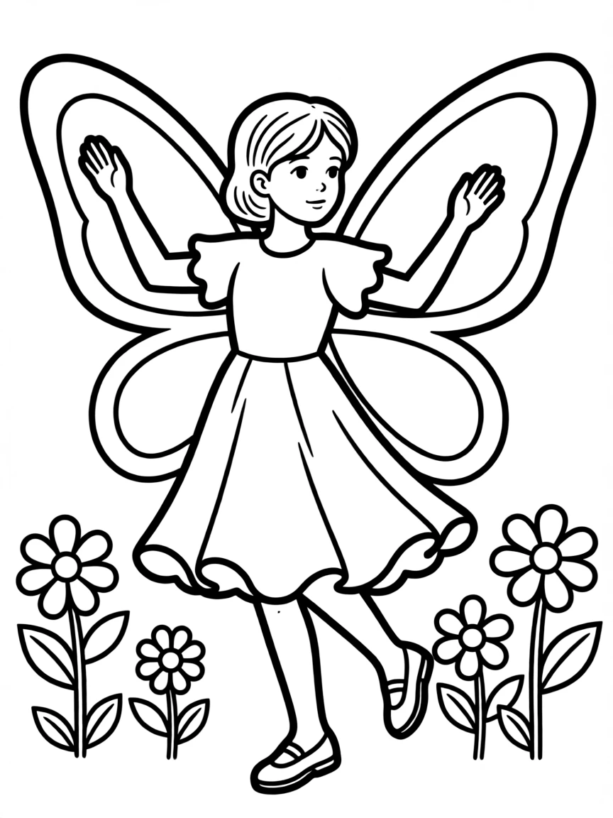 A child dressed as a graceful butterfly.