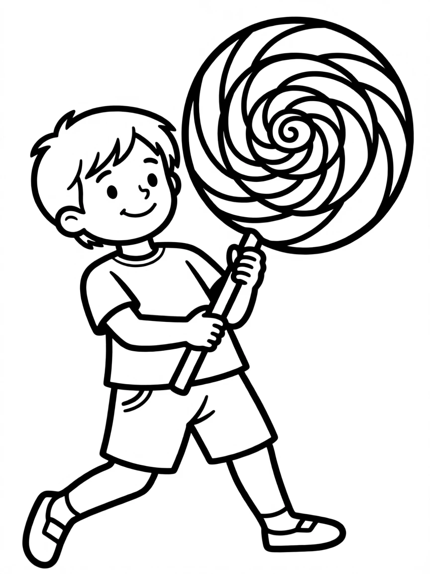 A child holding a giant lollipop.