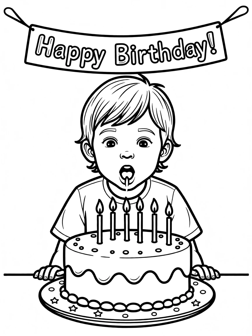 A child blowing out birthday candles.