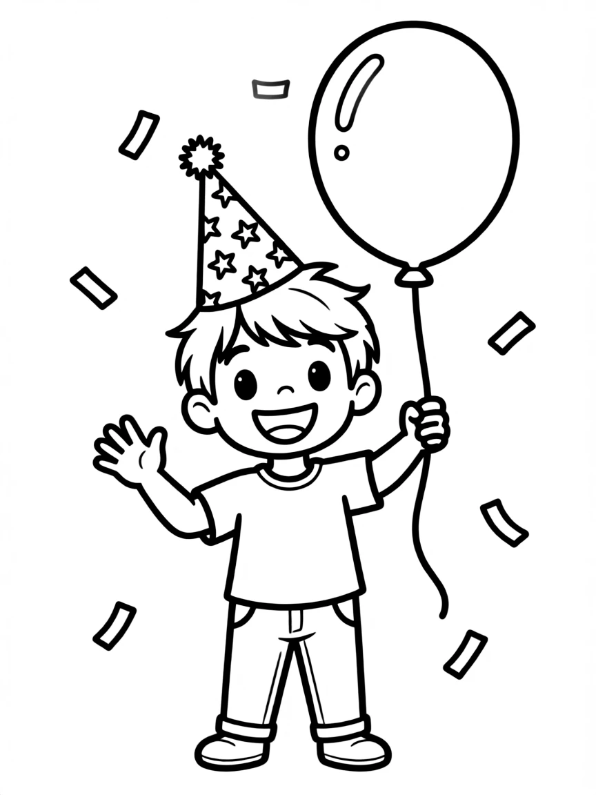 A child wearing a party hat.