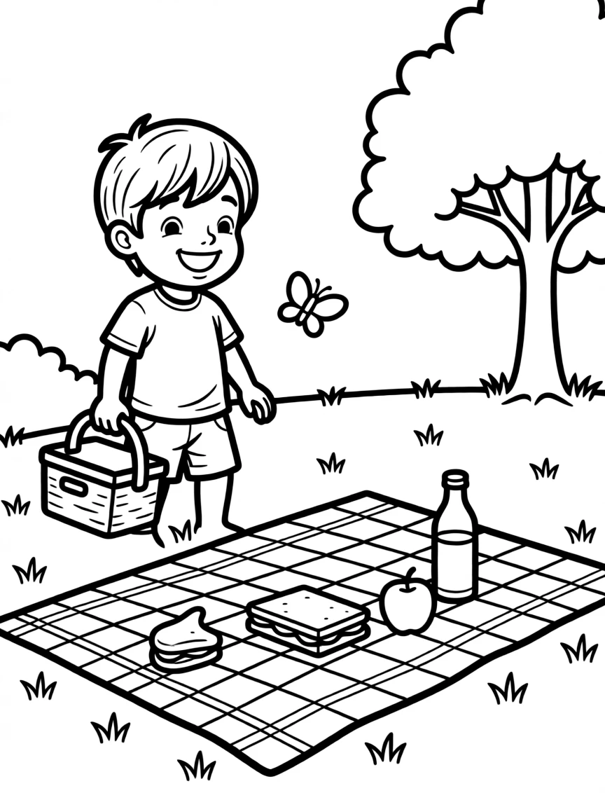 A child going on a picnic.