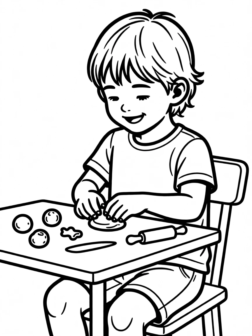 A child playing with playdough.