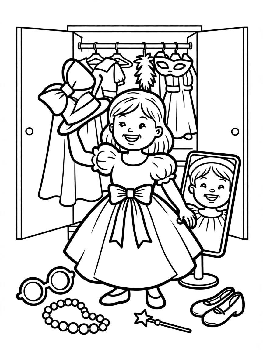 A child playing dress-up.