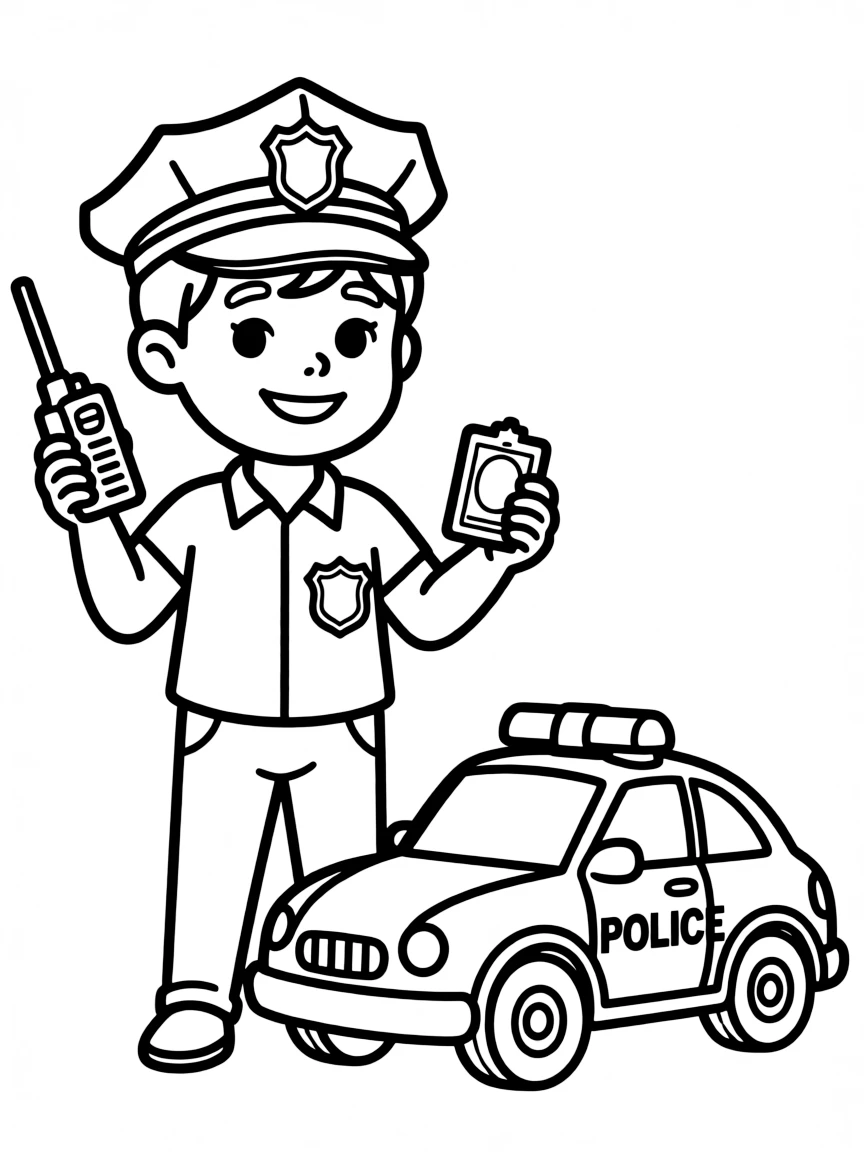 A child pretending to be a police officer.