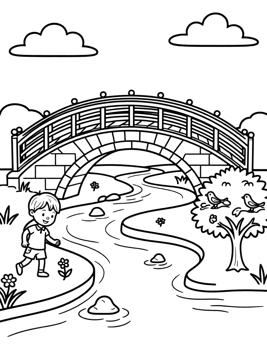 A bridge over a river.